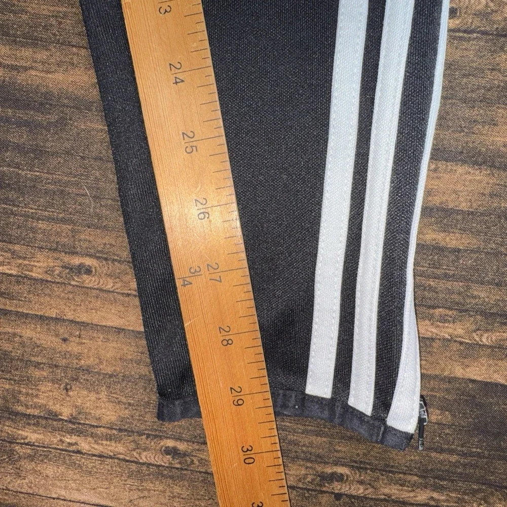 Adidas Sweatpants Black Stripes Size 24x29 No Size Tag Ankle Zipper